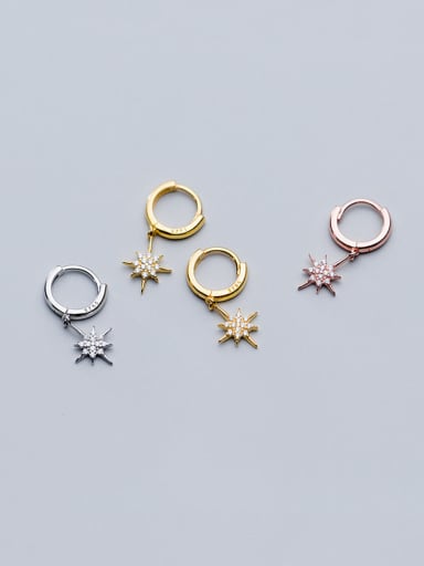925 Sterling Silver With Cubic Zirconia Simplistic Star Earrings