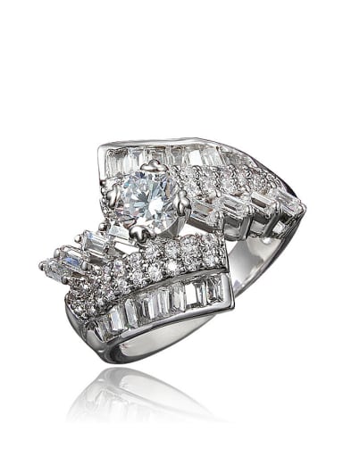 Women Shimmering Zircon Platinum Plated Copper Ring
