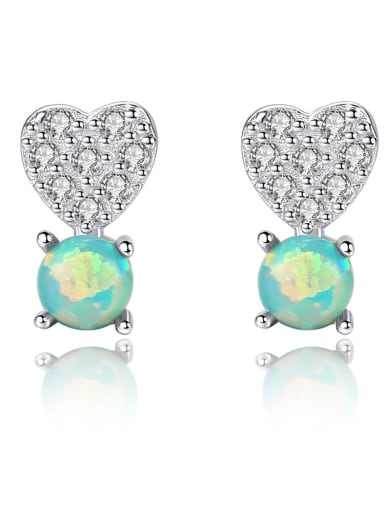 925 Sterling Silver Fashion Heart Stud Earrings
