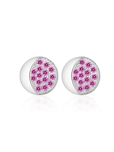 Round-shape Micro Pave Pink Crystal Stud Earrings