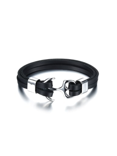 Punk style Titanium Anchor Artificial Leather Bracelet