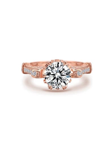 Exquisite Rose Gold Plated 925 Silver Zircon Ring