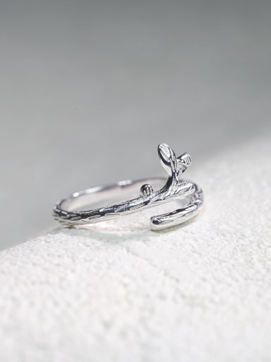 Simple Tree Branch 925 Silver Opening Ring