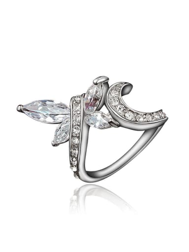 Creative 18K Platinum Plated Butterfly Shaped Zircon Ring