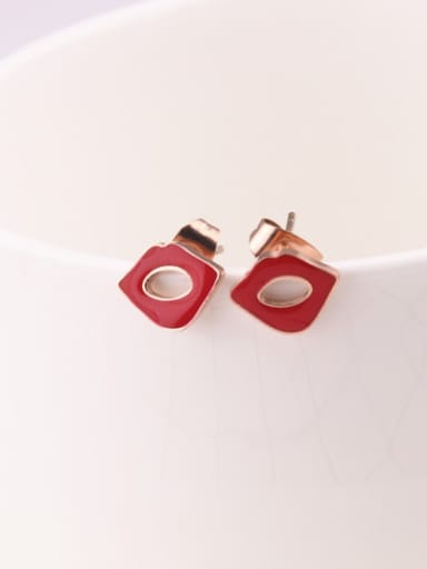 Red Enamel Fashion Stud Earrings