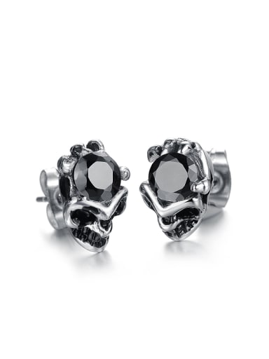 Personalized Tiny Skull Rhinestones Stud Earrings