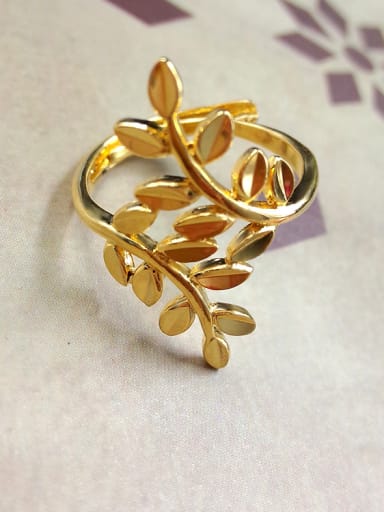 Women Gold Plated Leaf Shaped Ring