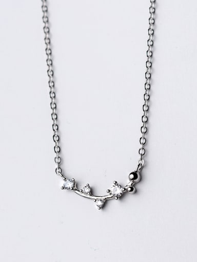 Fresh Leaf Shaped S925 Silver Zircon Necklace
