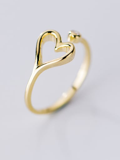 925 Sterling Silver With Gold Plated Simplistic Heart free size Rings