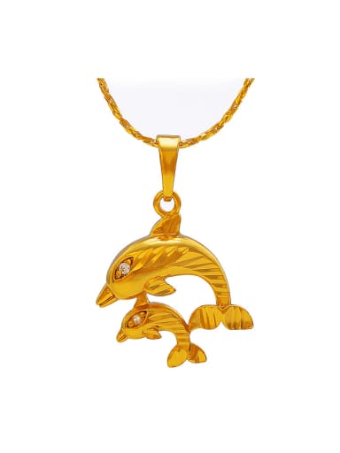 Copper Alloy 24K Gold Plated Fashion Dolphin Necklace