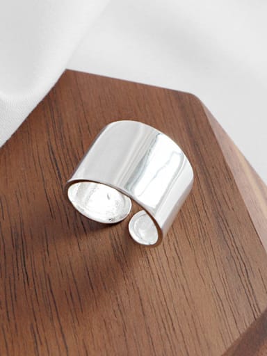 Sterling silver stylish personality CHIC style minimalist  wide face  ring