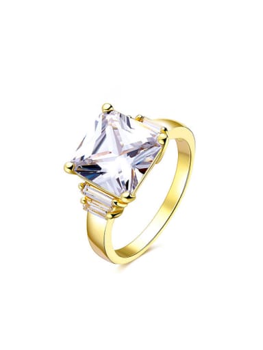 All-match Gold Plated Square Shaped Zircon Ring