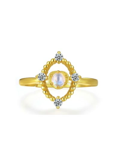 Natural Blue Moonstone Opening Ring with 14k Gold Plated
