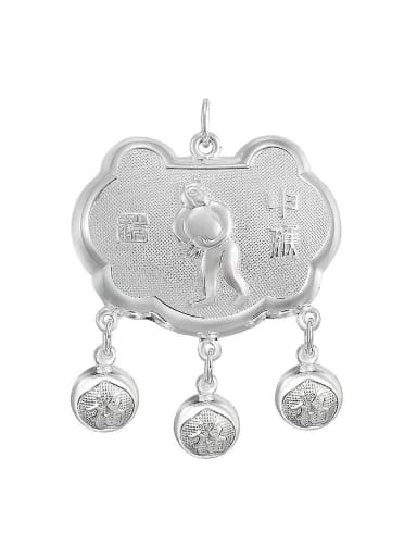 Ethnic style 999 Silver Zodiac Monkey Children Bells Longevity Lock Pendant
