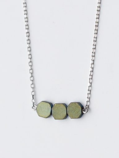 All-match Green Geometric Shaped S925 Silver Necklace