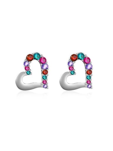 Multi-color Austria Crystal Heart Shaped Stud Earrings