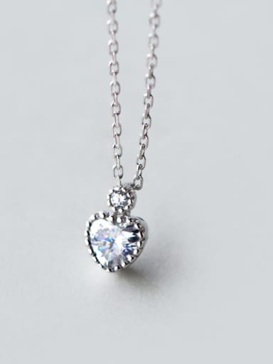 Fashion Heart Shaped Zircon S925 Silver Necklace