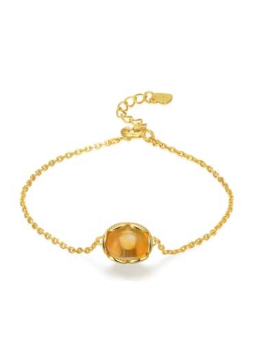 custom Fashion Natural Small Round Yellow Crystal Simple Bracelet
