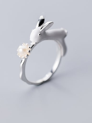 925 Sterling Silver With Silver Plated Cute Animal rabbit Rings