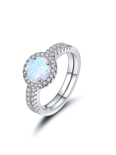 Alloy Fashion Double Layer Opal White Gold Plated Ring