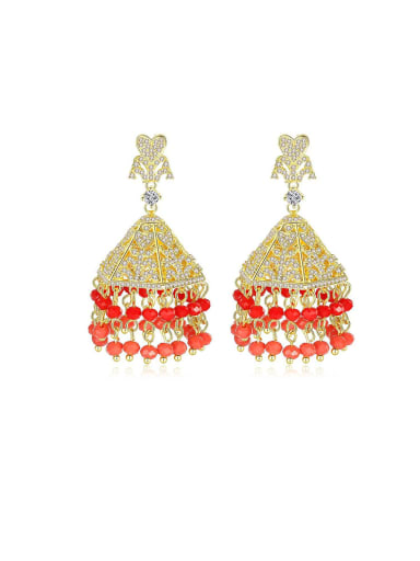 Copper With Gold Plated Luxury Irregular Chandelier Earrings