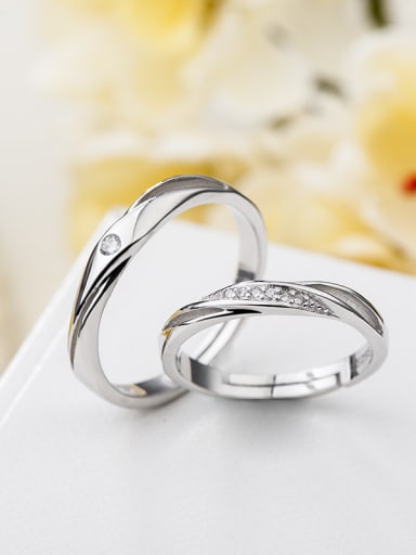925 Sterling Silver With Cubic Zirconia Simplistic Lovers Free Size Rings