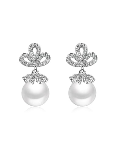 Fashion Shiny Cubic Zirconias Imitation Pearl Stud Earrings
