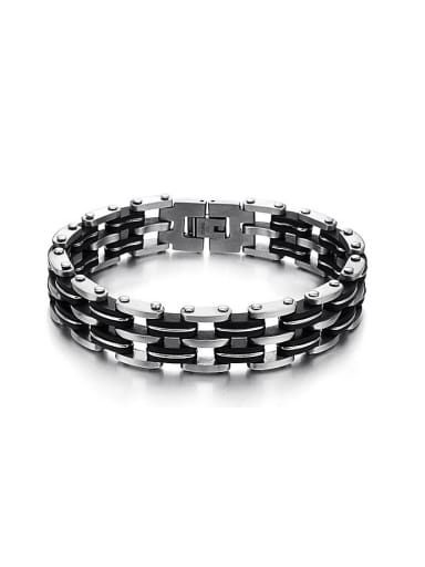 Fashion Black Silicone Titanium Men Bracelet