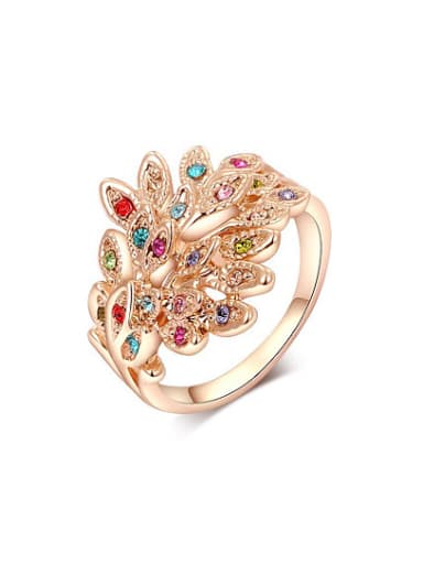 Colorful Austria Crystal Peacock Shaped Ring