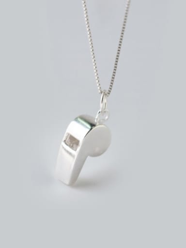 S925 Silver Fshion Personality Whistle Shape Necklace