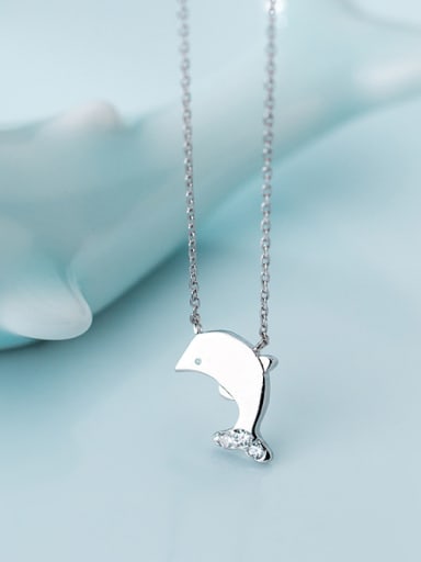 custom 925 Sterling Silver With Silver Plated Simplistic Fish Necklaces