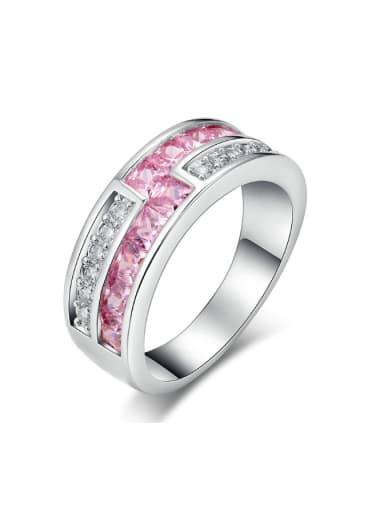 Pink Zircons Simple Classical Ring with Plating