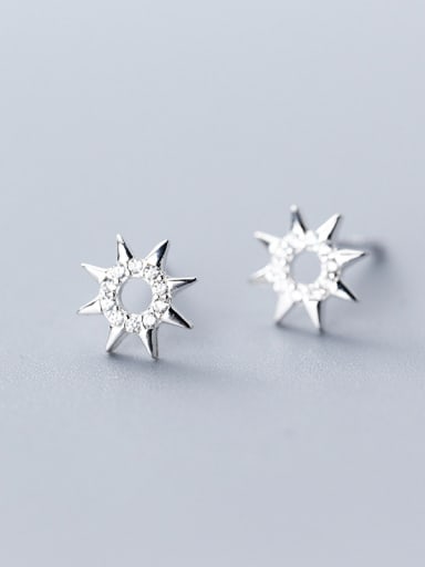 925 Sterling Silver With White Gold Plated Simplistic Hollow Star Stud Earrings