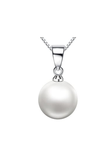 Simple White Imitation Pearl Copper Pendant