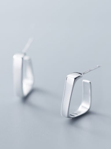 925 Sterling Silver With Silver Plated Simplistic Irregular Trapezoidal Stud Earrings