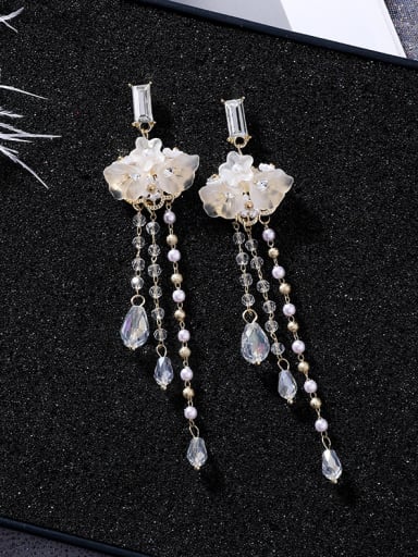 Alloy With  Artificial Pearl  Fashion Flower Water  Drop Earrings