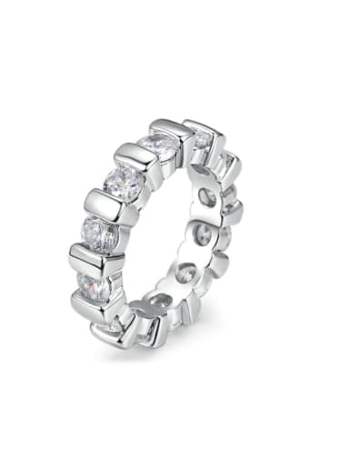Simple Style Zircons White Gold Plated Ring