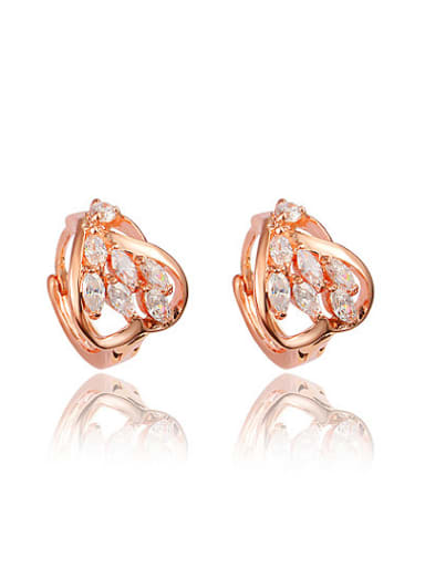 Exquisite Rose Gold Plated Geometric Shaped Zircon Clip Earrings