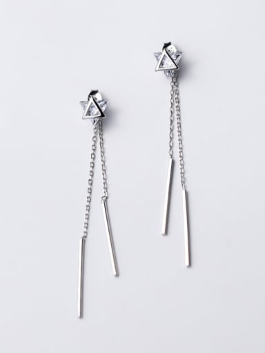 Fresh Triangle Shaped Zircon S925 Silver Drop Earrings