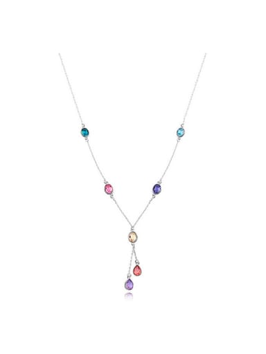 Simple Little austrian Crystals Alloy Platinum Plated Necklace