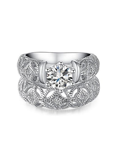 Fashion Cubic AAA Zircon Hollow Flowery Lovers Ring