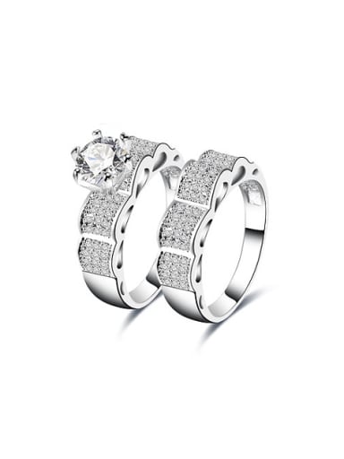Exquisite Wave Shaped White Gold Plated Copper Ring Set