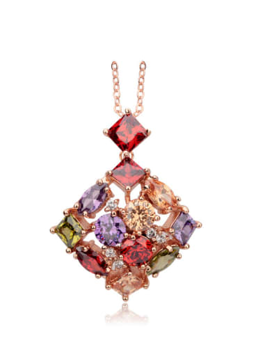 Copper inlaid AAA colorful Zircon Necklace