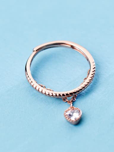 Fashionable Heart Shaped Rose Gold Plated Zircon Ring