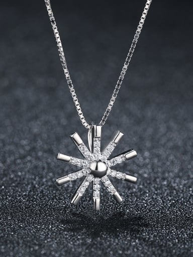 925 Sterling Silver With Platinum Plated Personality Sun Flower Necklaces