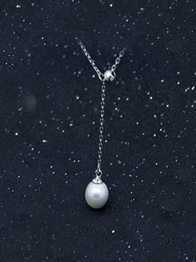S925 Silver single pearl fashion necklace