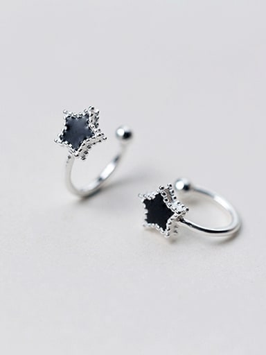 Fashionable Black Star Shaped S925 Silver Glue Clip On Earrings