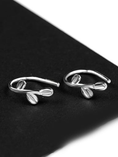 Tiny Leaves Silver Clip On Earrings