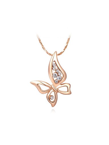 Exquisite Rose Gold Butterfly Shaped Crystal Necklace