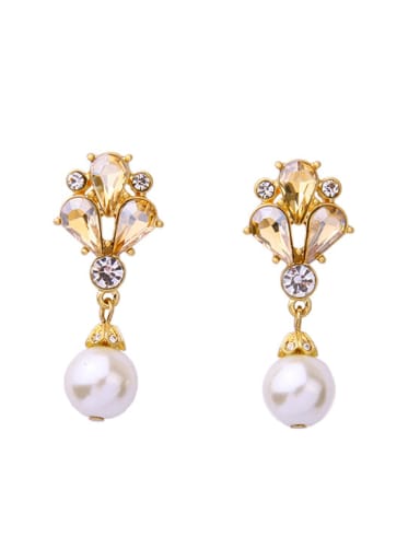 Alloy Gold Plated Exquisite Dazzling Drop Cluster earring
